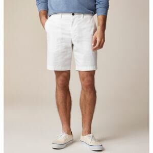 J.Crew 9" Portsider Stretch Chino Shorts Mens Sz 34 White Flat Front Regular Fit